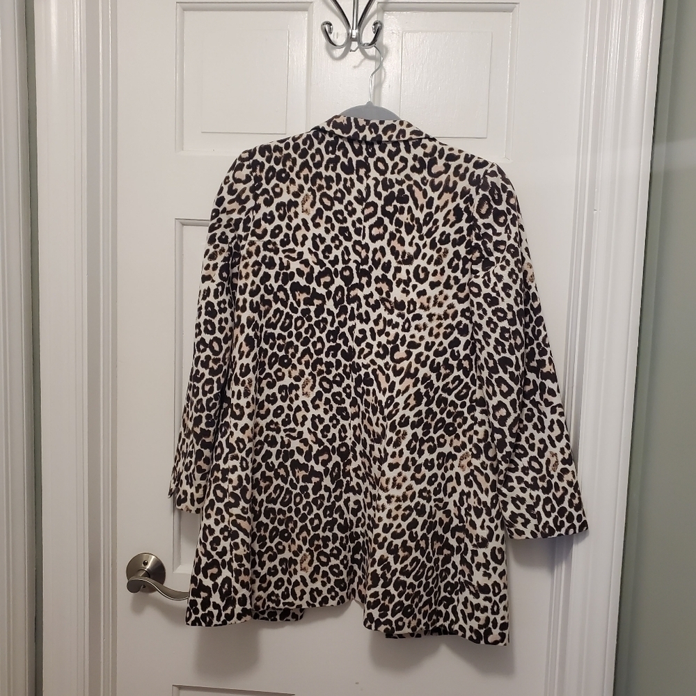 H&M Brown Leopard Print Lightweight Outer Coat Size 6, Business Casual - Picture 4 of 12